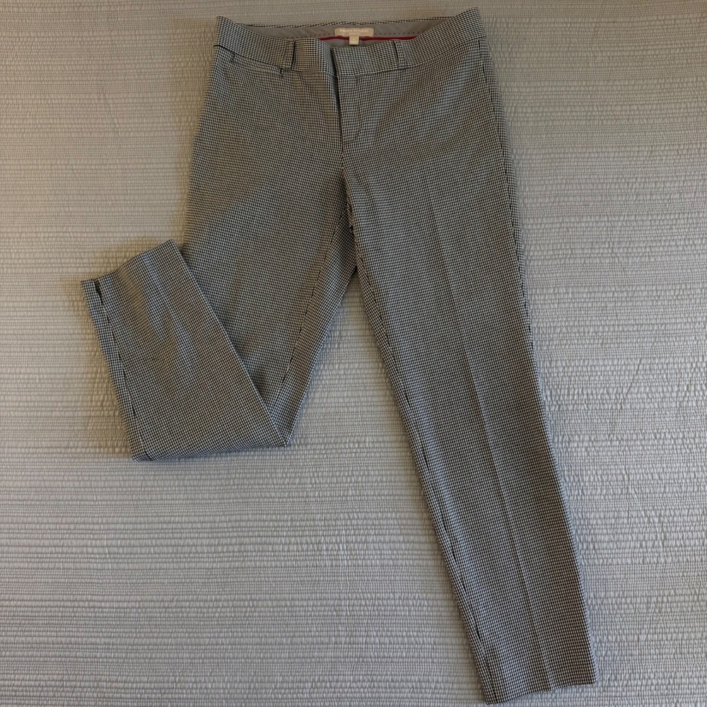 Banana Republic Sloan Fit Houndstooth Ankle Pants Womens size 6 Black White Slim